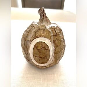 “O” mini wood carved pumpkin. 🎃